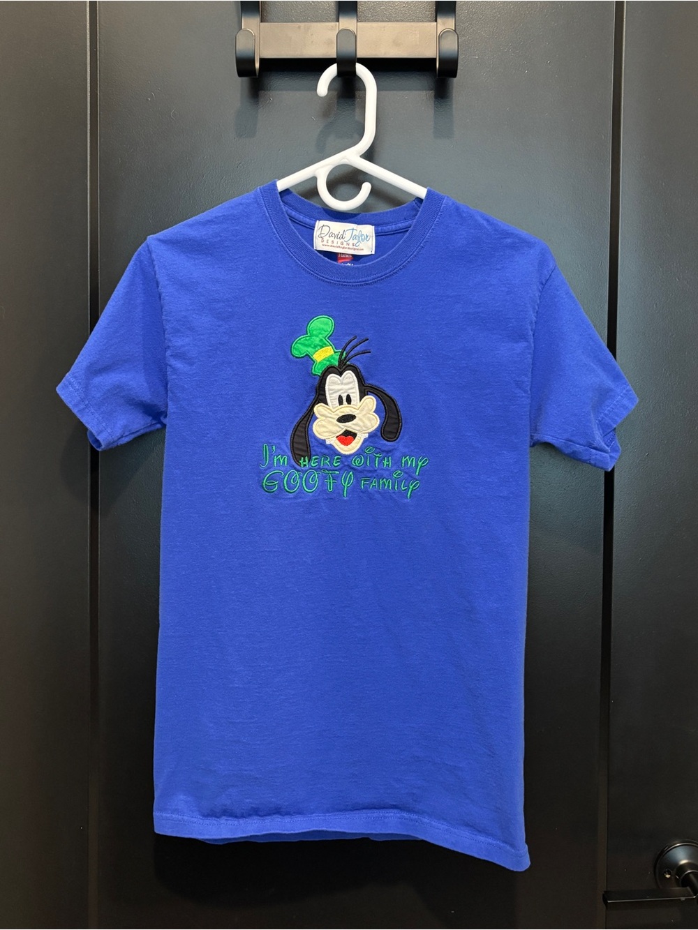 Blue Disney Goofy from Mickey Mouse Embroidered Patch Tee by David Taylor